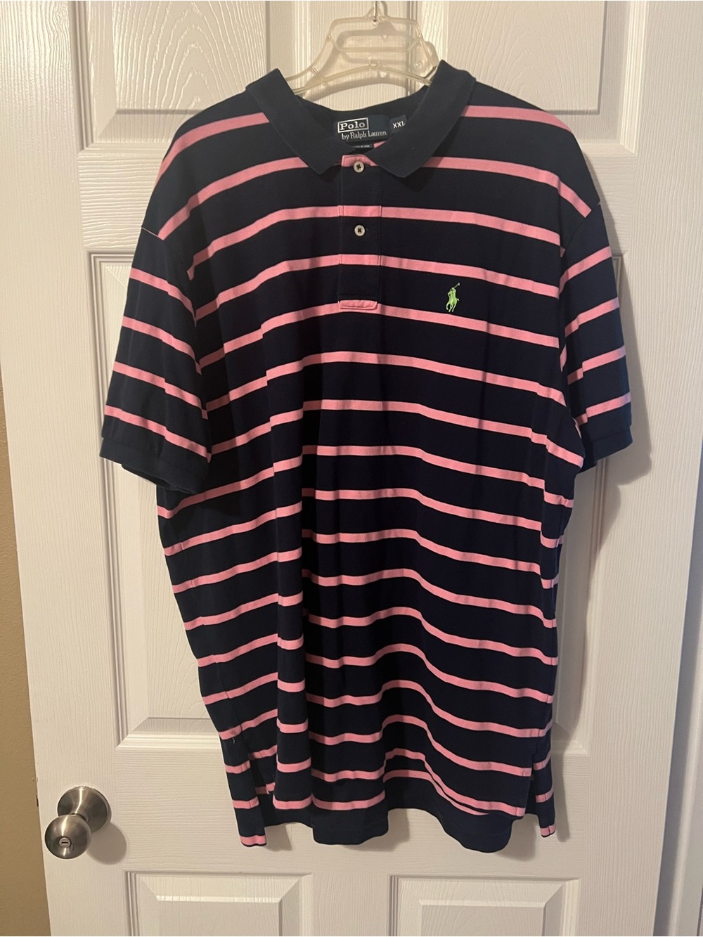 Ralph Lauren Navy and Pink Striped Polo Shirt